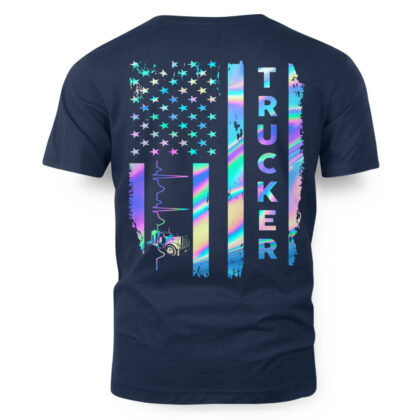 American Flag Holographic - Trucker Pride T-Shirt